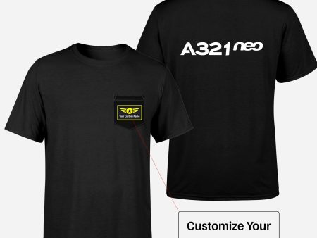 A321neo & Text Designed Pocket T-Shirts Online Sale