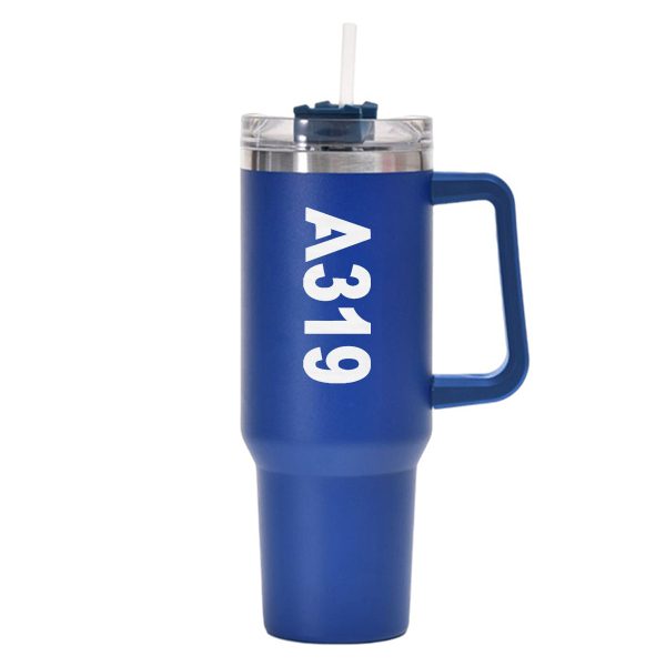 A319 Text Designed 40oz Stainless Steel Car Mug With Holder Online now