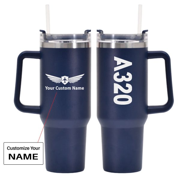 A320 Text Designed 40oz Stainless Steel Car Mug With Holder Cheap