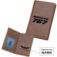 Boeing 767 & Text Designed Leather Card Holder Wallets Supply