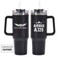 Airbus A320 & Plane Designed 40oz Stainless Steel Car Mug With Holder Discount