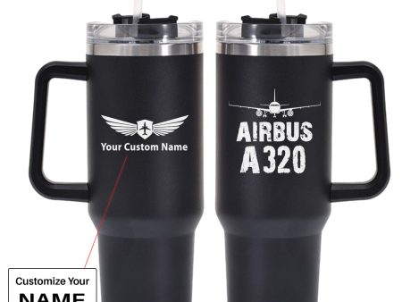 Airbus A320 & Plane Designed 40oz Stainless Steel Car Mug With Holder Discount