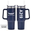 A319 Text Designed 40oz Stainless Steel Car Mug With Holder Online now