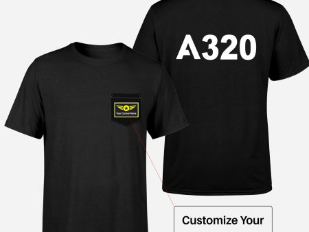 A320 Flat Text Designed Pocket T-Shirts Hot on Sale