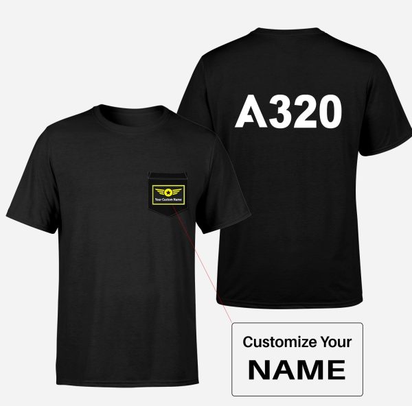 A320 Flat Text Designed Pocket T-Shirts Hot on Sale