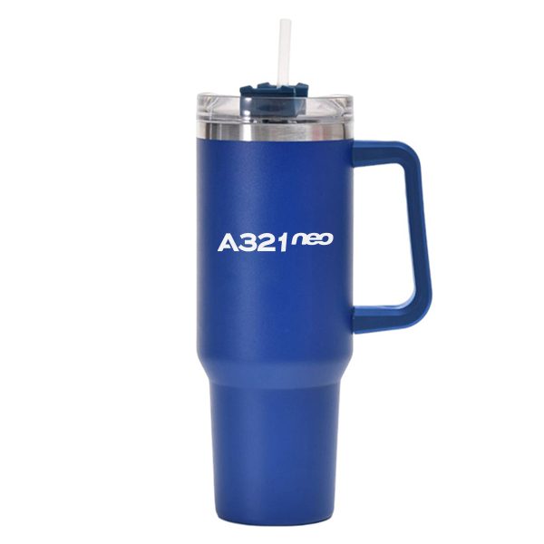 A321neo & Text Designed 40oz Stainless Steel Car Mug With Holder For Cheap