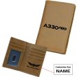 A330neo & Text Designed Leather Card Holder Wallets Discount