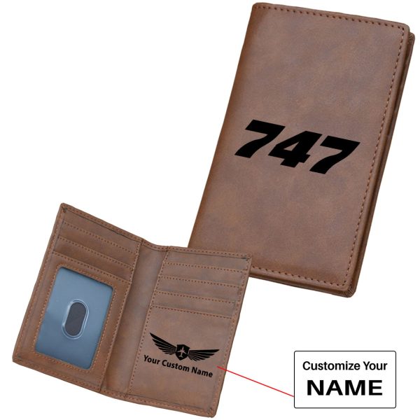 747 Flat Text Designed Leather Card Holder Wallets Online