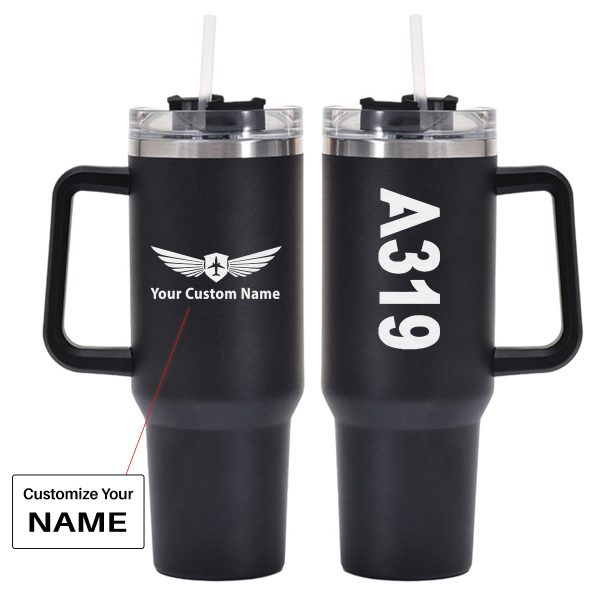 A319 Text Designed 40oz Stainless Steel Car Mug With Holder Online now