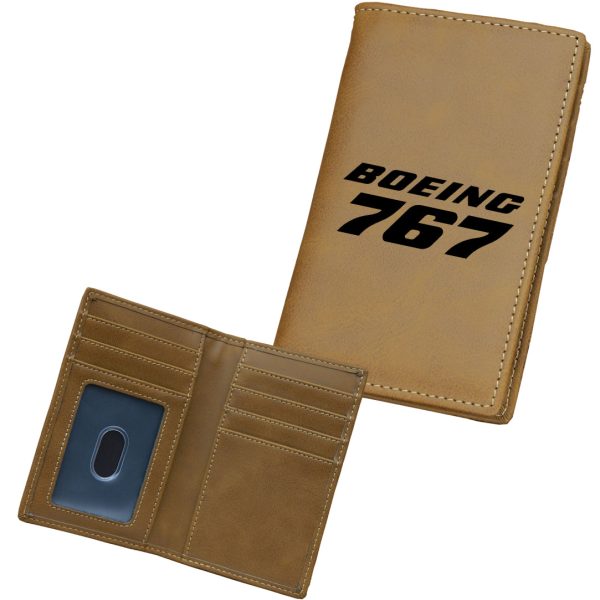 Boeing 767 & Text Designed Leather Card Holder Wallets Supply