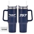 757 Flat Text Designed 40oz Stainless Steel Car Mug With Holder Discount