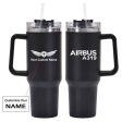 Airbus A319 & Text Designed 40oz Stainless Steel Car Mug With Holder For Cheap