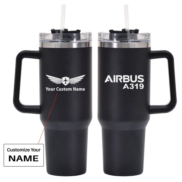 Airbus A319 & Text Designed 40oz Stainless Steel Car Mug With Holder For Cheap