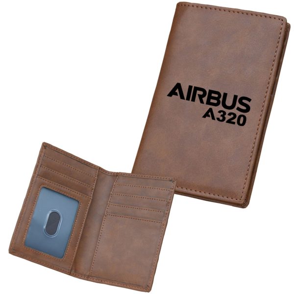 Airbus A320 & Text Designed Leather Card Holder Wallets Fashion