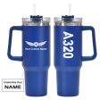 A320 Text Designed 40oz Stainless Steel Car Mug With Holder Cheap