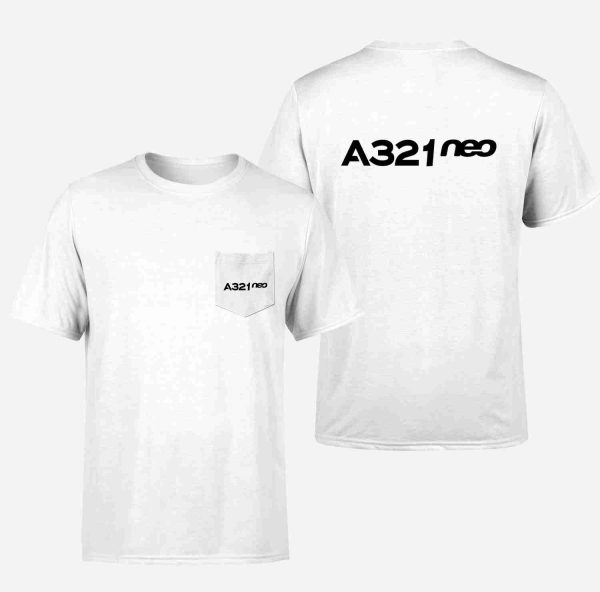 A321neo & Text Designed Pocket T-Shirts Online Sale