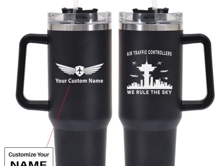 Air Traffic Controllers - We Rule The Sky Designed 40oz Stainless Steel Car Mug With Holder on Sale