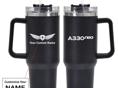 A330neo & Text Designed 40oz Stainless Steel Car Mug With Holder Cheap