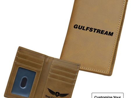 Gulfstream & Text Designed Leather Card Holder Wallets For Sale