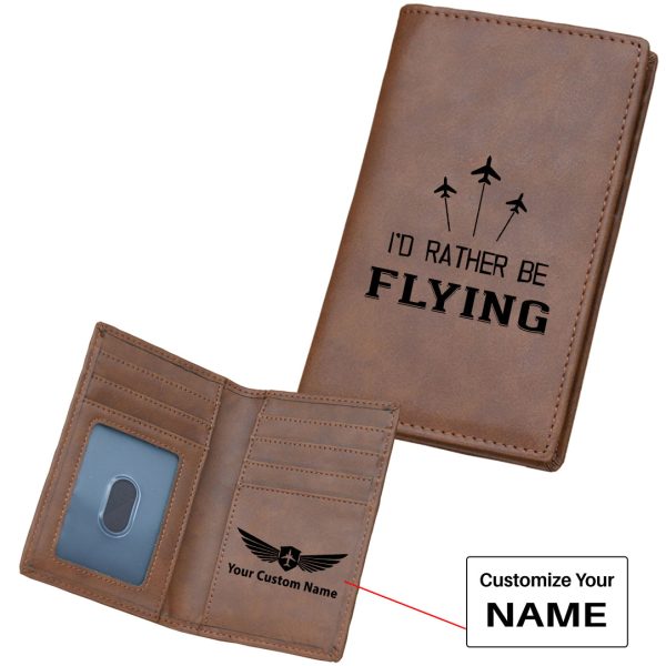 I D Rather Be Flying Designed Leather Card Holder Wallets Online Sale