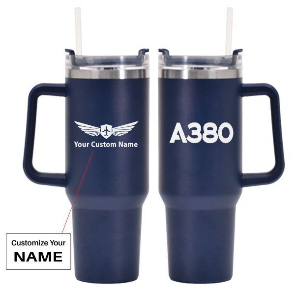 A380 Flat Text Designed 40oz Stainless Steel Car Mug With Holder Online Sale