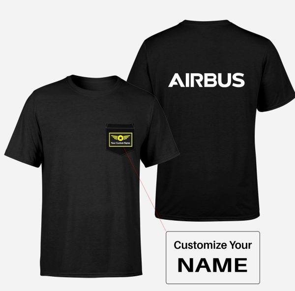 Airbus & Text Designed Pocket T-Shirts For Cheap