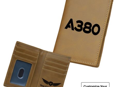 A380 Flat Text Designed Leather Card Holder Wallets Fashion