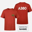 A380 Flat Text Designed Pocket T-Shirts For Discount