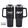 767 Flat Text Designed 40oz Stainless Steel Car Mug With Holder For Sale