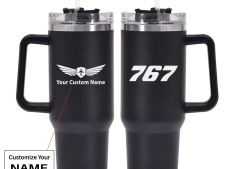 767 Flat Text Designed 40oz Stainless Steel Car Mug With Holder For Sale