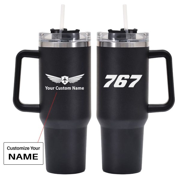 767 Flat Text Designed 40oz Stainless Steel Car Mug With Holder For Sale