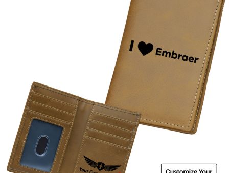 I Love Embraer Designed Leather Card Holder Wallets Discount