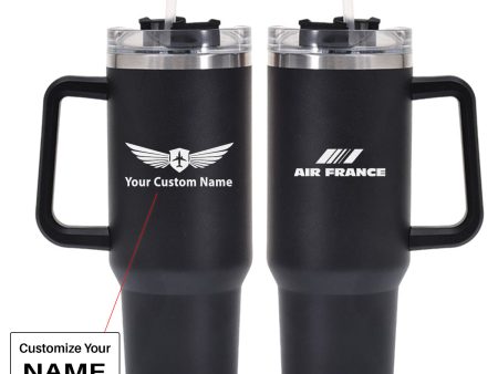 Air France Airlines Designed 40oz Stainless Steel Car Mug With Holder Fashion