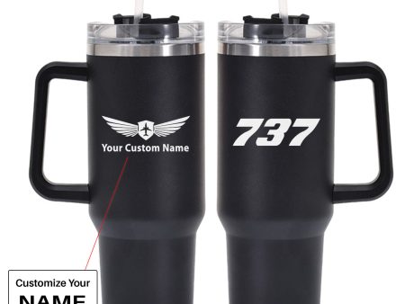 737 Flat Text Designed 40oz Stainless Steel Car Mug With Holder Cheap