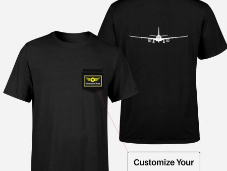 Airbus A330 Silhouette Designed Pocket T-Shirts For Cheap