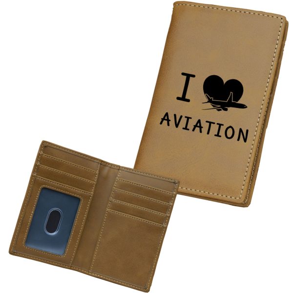 I Love Aviation Designed Leather Card Holder Wallets Fashion