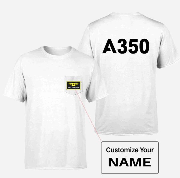 A350 Flat Text Designed Pocket T-Shirts Online Sale