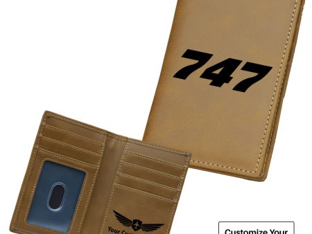 747 Flat Text Designed Leather Card Holder Wallets Online