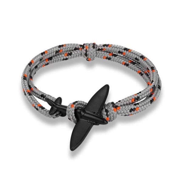 (Edition 4) - Thinner & Small Airplane Designed Bracelets Black (Adjustable) Online