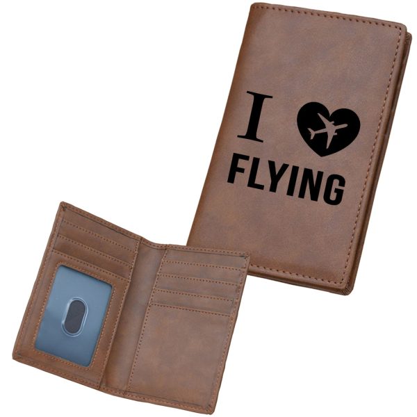 I Love Flying Designed Leather Card Holder Wallets Supply