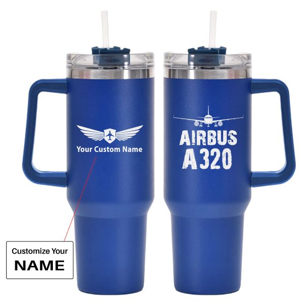 Airbus A320 & Plane Designed 40oz Stainless Steel Car Mug With Holder Discount