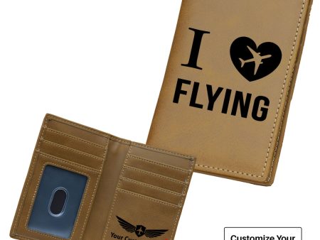 I Love Flying Designed Leather Card Holder Wallets Supply