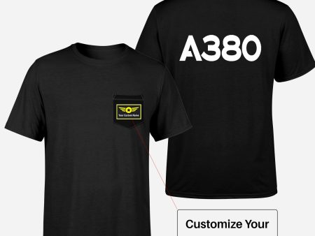 A380 Flat Text Designed Pocket T-Shirts For Discount