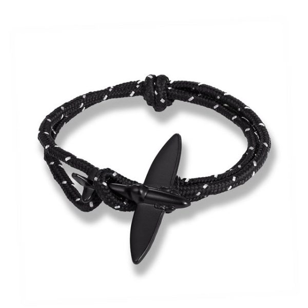 (Edition 4) - Thinner & Small Airplane Designed Bracelets Black (Adjustable) Online