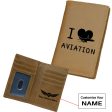 I Love Aviation Designed Leather Card Holder Wallets Fashion