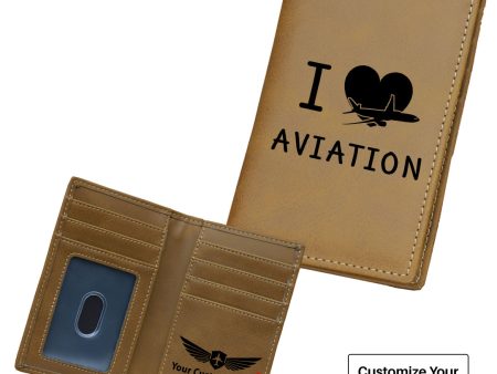 I Love Aviation Designed Leather Card Holder Wallets Fashion