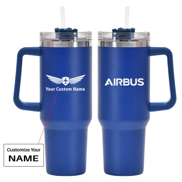 Airbus & Text Designed 40oz Stainless Steel Car Mug With Holder Discount