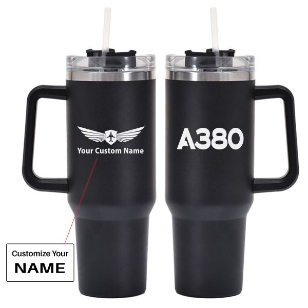 A380 Flat Text Designed 40oz Stainless Steel Car Mug With Holder Online Sale