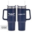 A321neo & Text Designed 40oz Stainless Steel Car Mug With Holder For Cheap