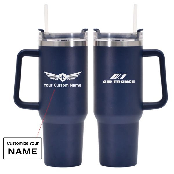 Air France Airlines Designed 40oz Stainless Steel Car Mug With Holder Fashion